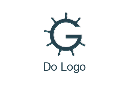 ship wheel forming letter g logo