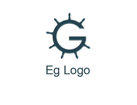 ship wheel forming letter g logo