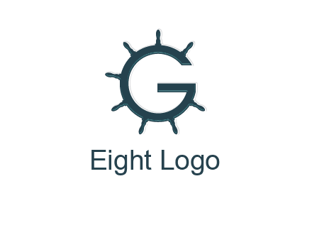 ship wheel forming letter g logo