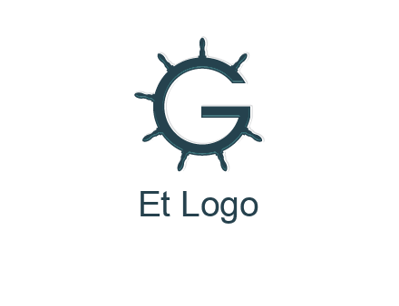 ship wheel forming letter g logo