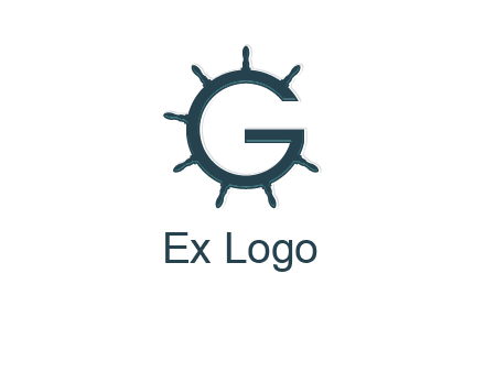 ship wheel forming letter g logo