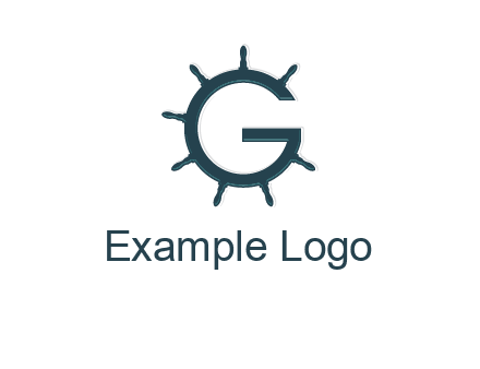 ship wheel forming letter g logo