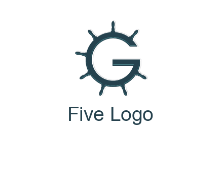 ship wheel forming letter g logo