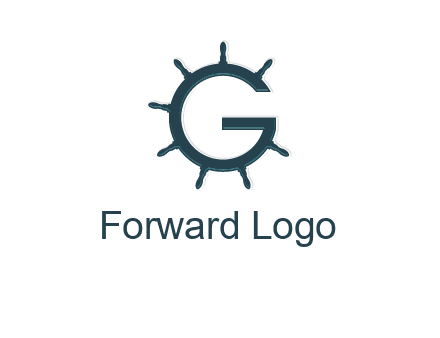 ship wheel forming letter g logo
