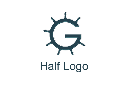 ship wheel forming letter g logo