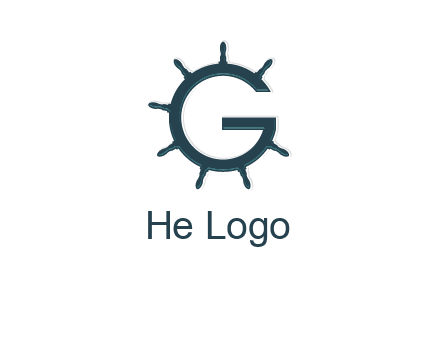ship wheel forming letter g logo