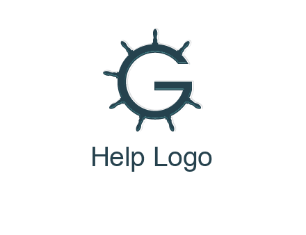 ship wheel forming letter g logo