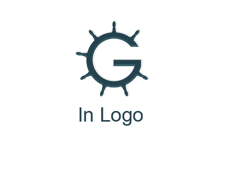 ship wheel forming letter g logo