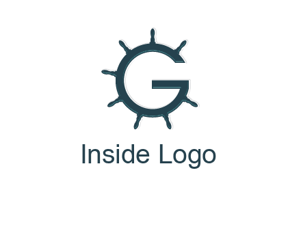 ship wheel forming letter g logo