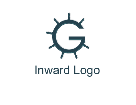 ship wheel forming letter g logo