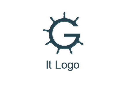 ship wheel forming letter g logo