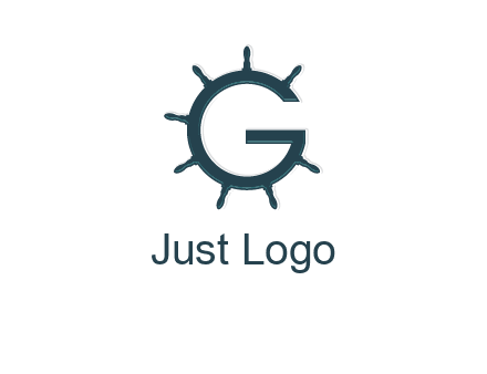 ship wheel forming letter g logo
