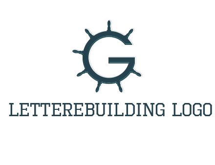 ship wheel forming letter g logo