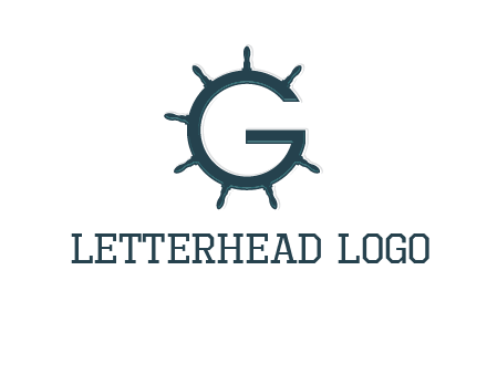 ship wheel forming letter g logo