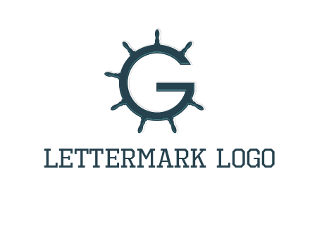 ship wheel forming letter g logo