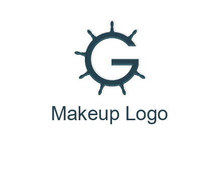 ship wheel forming letter g logo