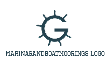 ship wheel forming letter g logo