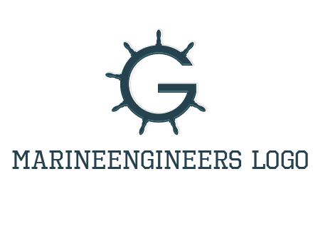 ship wheel forming letter g logo