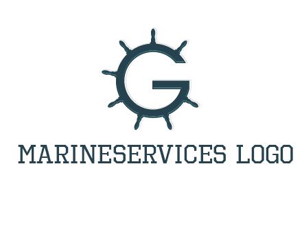 ship wheel forming letter g logo