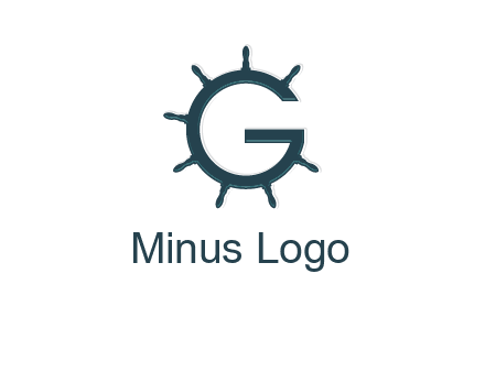 ship wheel forming letter g logo
