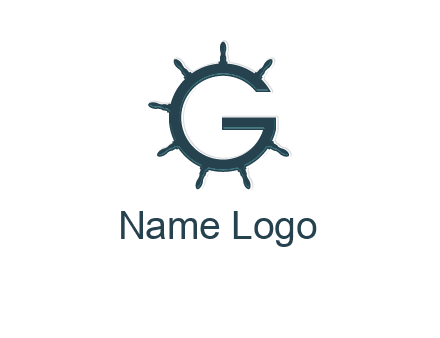 ship wheel forming letter g logo