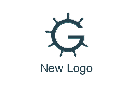 ship wheel forming letter g logo