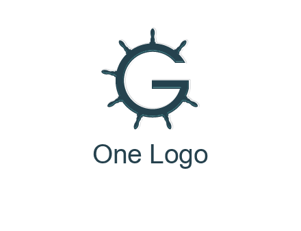 ship wheel forming letter g logo
