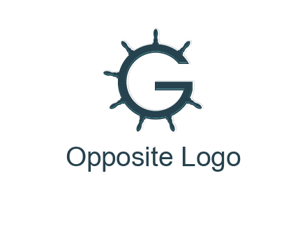 ship wheel forming letter g logo