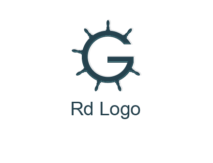 ship wheel forming letter g logo