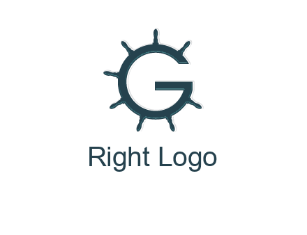 ship wheel forming letter g logo