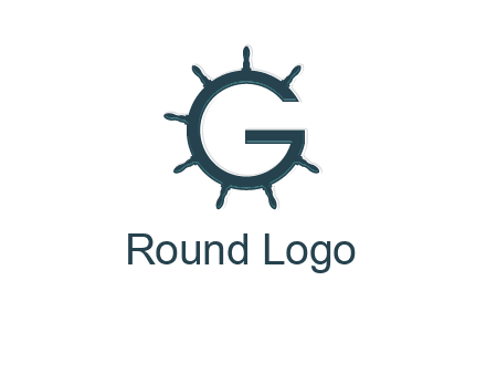 ship wheel forming letter g logo