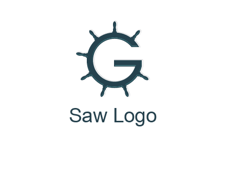 ship wheel forming letter g logo