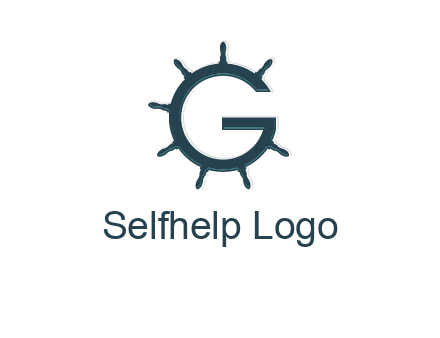 ship wheel forming letter g logo