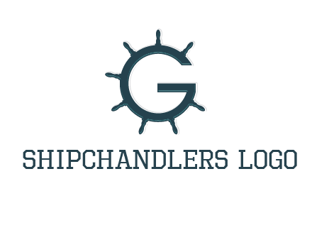 ship wheel forming letter g logo
