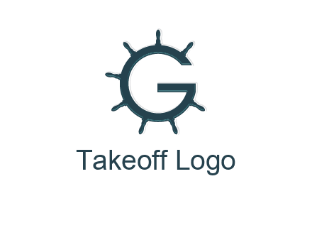 ship wheel forming letter g logo