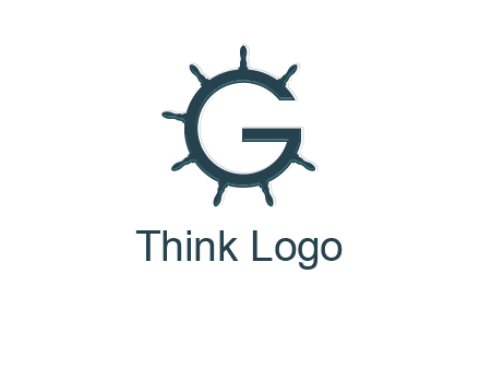 ship wheel forming letter g logo