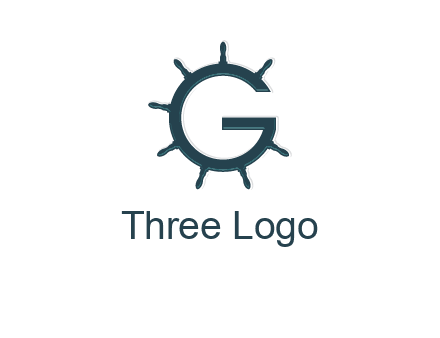 ship wheel forming letter g logo