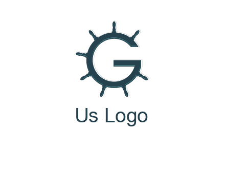 ship wheel forming letter g logo