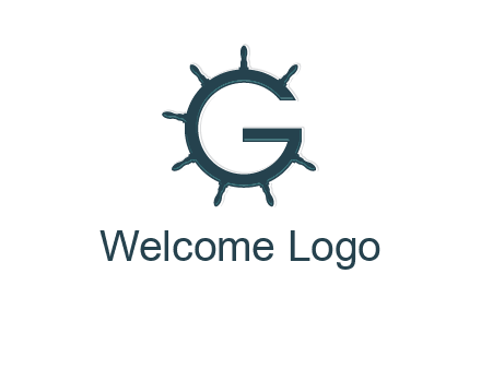 ship wheel forming letter g logo
