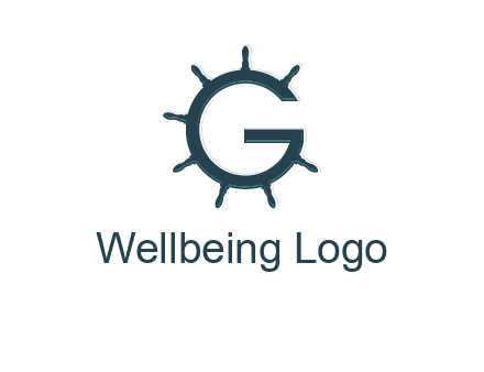 ship wheel forming letter g logo