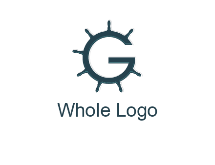 ship wheel forming letter g logo