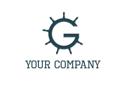 ship wheel forming letter g logo