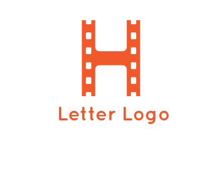 film reel forming letter h logo