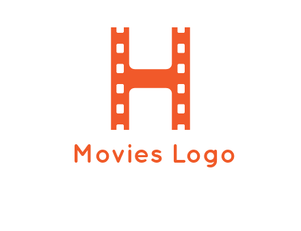 film reel forming letter h logo