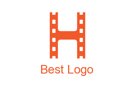 film reel forming letter h logo