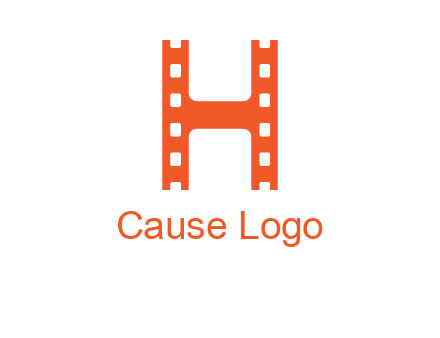 film reel forming letter h logo
