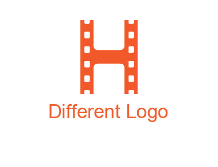 film reel forming letter h logo