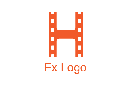 film reel forming letter h logo