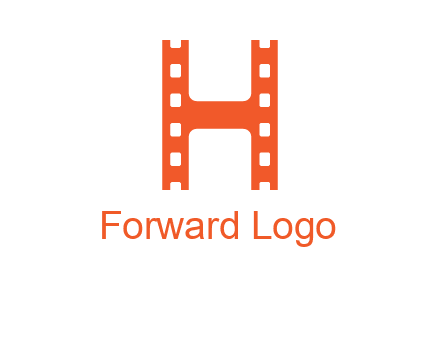 film reel forming letter h logo