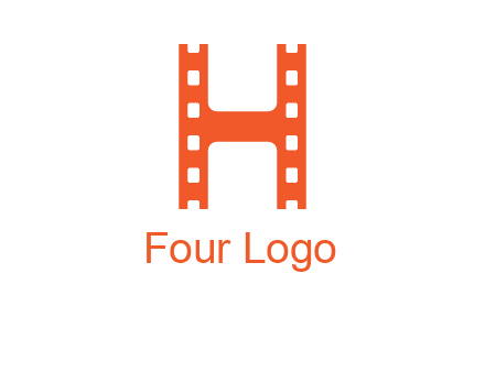 film reel forming letter h logo